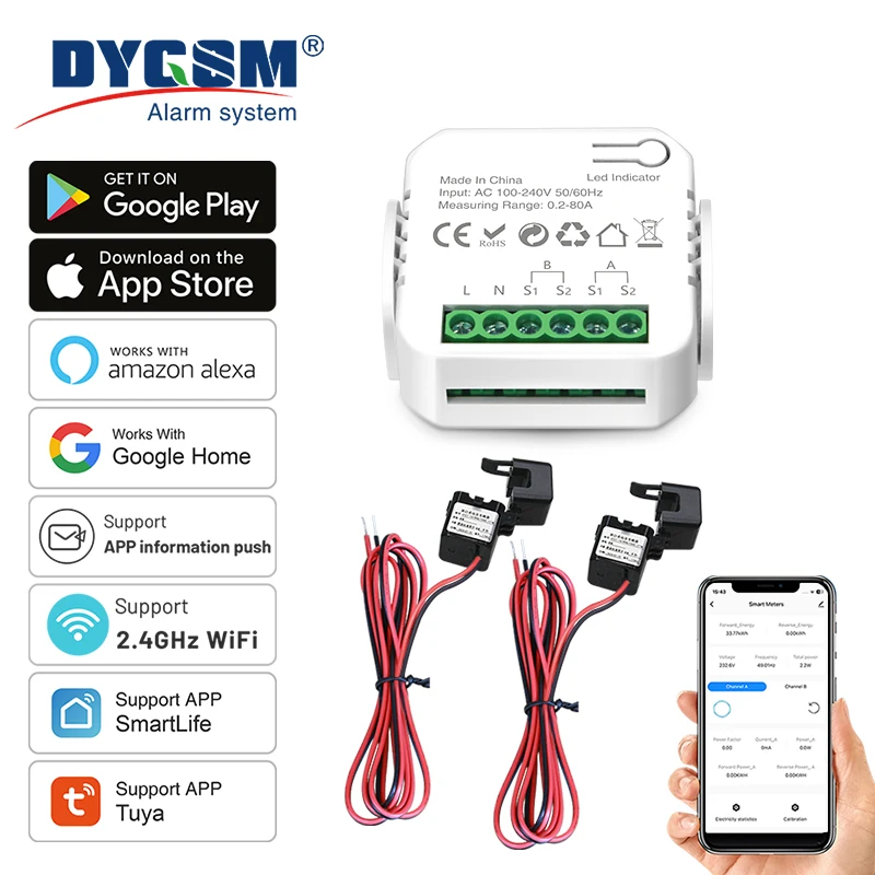 Tuya Wifi Intelligente Energie Meter Solar PV System Strom Produktion Verbrauch Bidirektionale Überwachung Meter APP Control CT Image