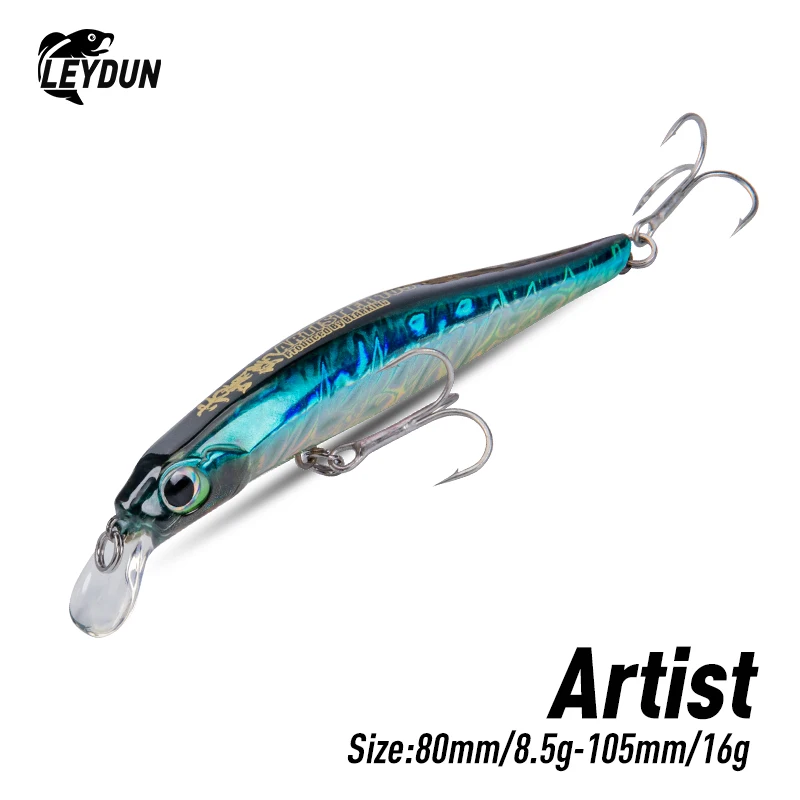 LEYDUN Künstler FR Silence Sinking Minnow Angelköder 80 mm 105 mm Jerkbaits Gute Aktion Wobbler Hochwertige harte Köder Seebarsch Image