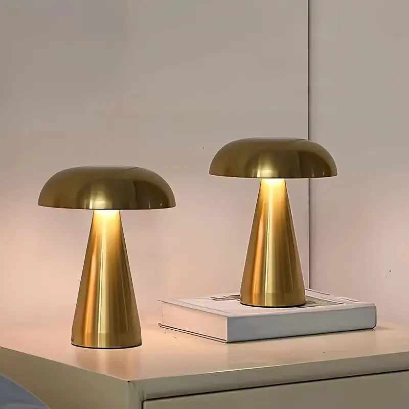 Retro Pilz LED Tisch Lampe Touch 3 Farben Nachttisch Lampe Wiederaufladbare Lesen Lichter Für Schlafzimmer Restaurant Bar Zimmer Dekor licht
