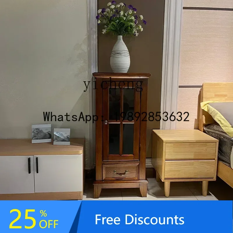 LYY Eschenholz, Massivholz, kleiner Weinschrank, niedriger Schrank, Wohnzimmer, Eckschrank, Spind, niedriger Spind