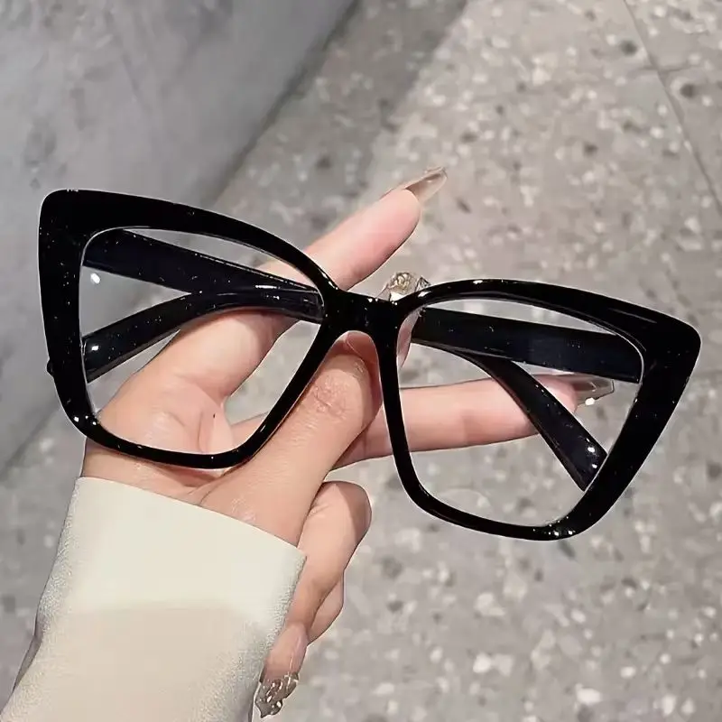 1 Stück klassische Mode-Cat-Eye-Rahmen, nicht verschreibungspflichtige Brille, lässige Mode-Artikel-Brille, geeignet für den täglichen Gebrauch, beim Lernen, Lesen Image