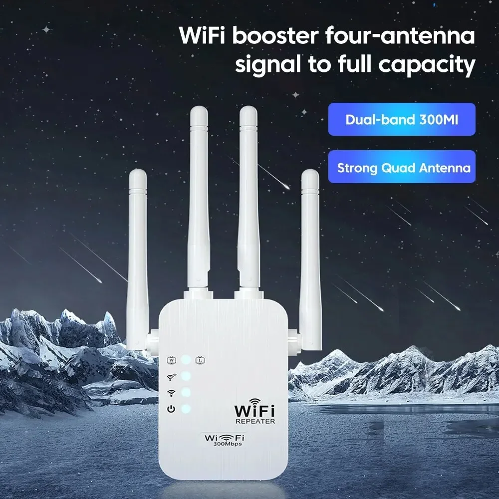 WALRAM 300Mbps Wireless WiFi Repeater 2,4G Signal Router 802,11 N Long Range Wireless WiFi Extender Verstärker WIFI Booster Image