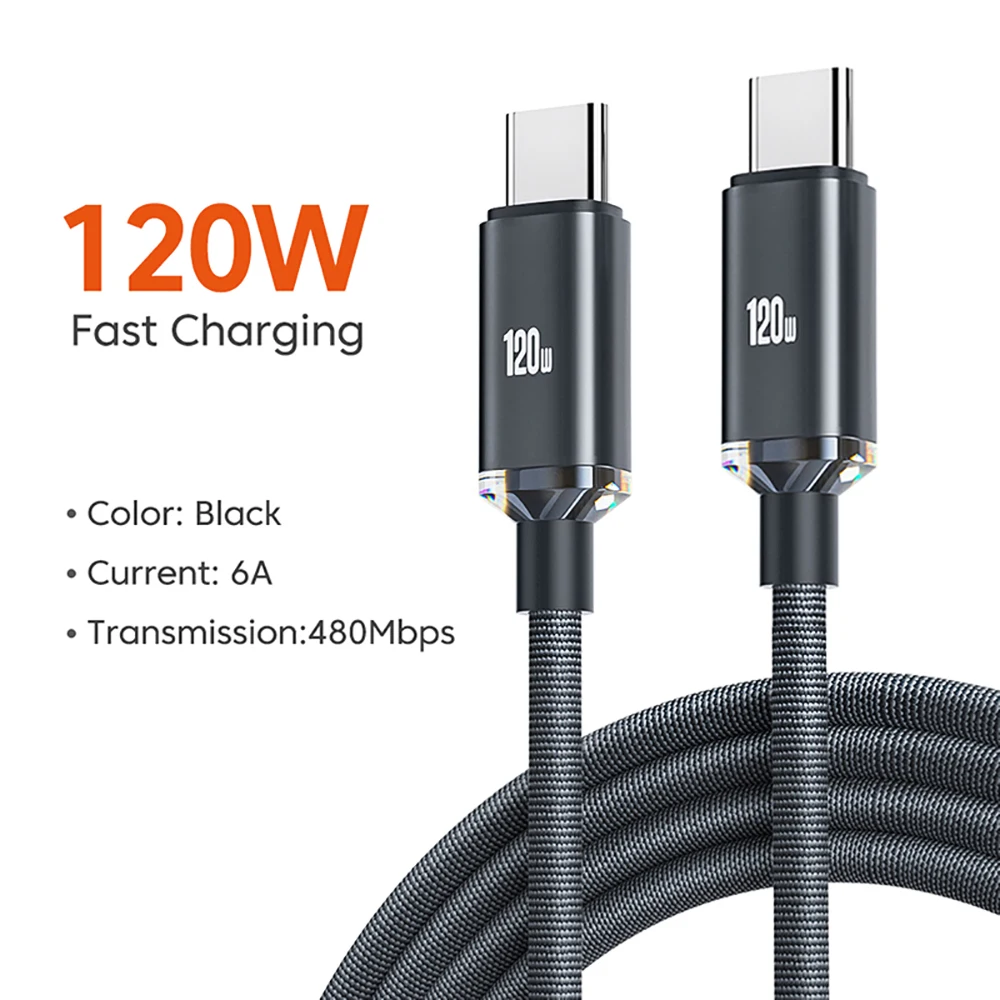 120 W PD Typ C Kabel 0,25 M/1 M/1,5 M/2 M Schnellladekabel USB C Telefon Datenkabel Schnellladung für iPhone 17 Xiaomi Samsung Huawei Image