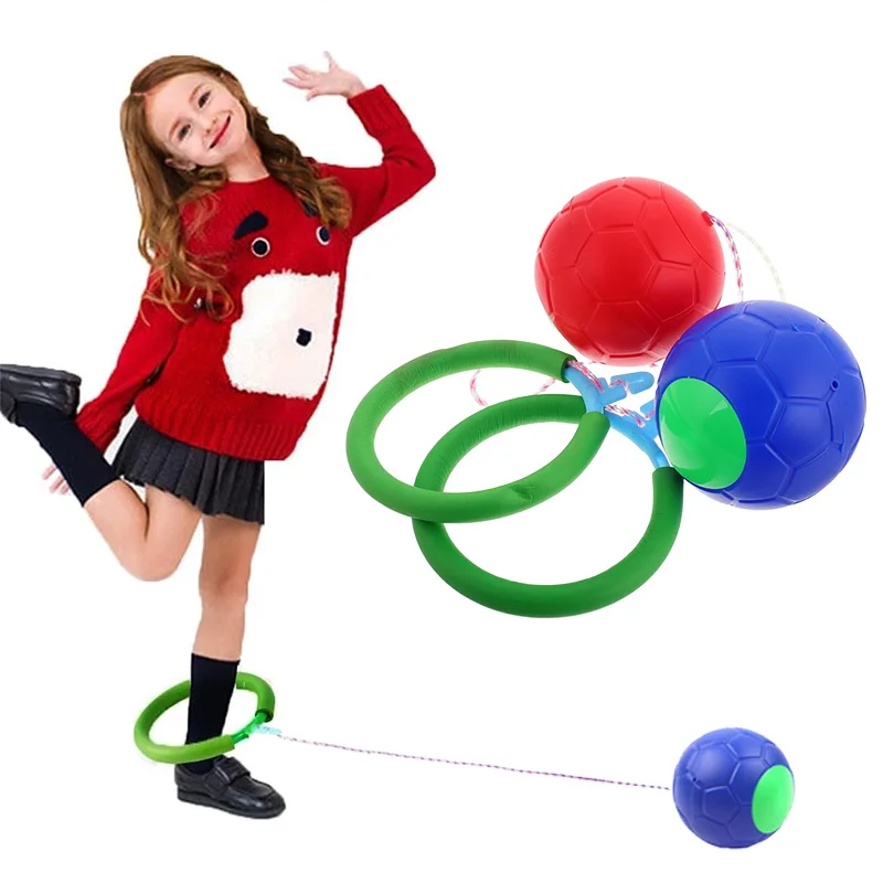 Kinder Outdoor Spaß Spielzeug Jump Ball Rotation Jump Ring Einzelnen Fuß Springseil Ball Übung Koordination Balance Elastische Antwort Image