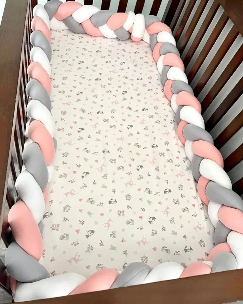 Babybett-Schutz, Bett-Geflecht-Knoten-Kissen für Kleinkinder, Kinder, 3 Anteile, Kleinkind-Baby-Bett-Stoßstangen im Kinderbett, Neugeborene, 1 m/2 m/3 m/4 m Image