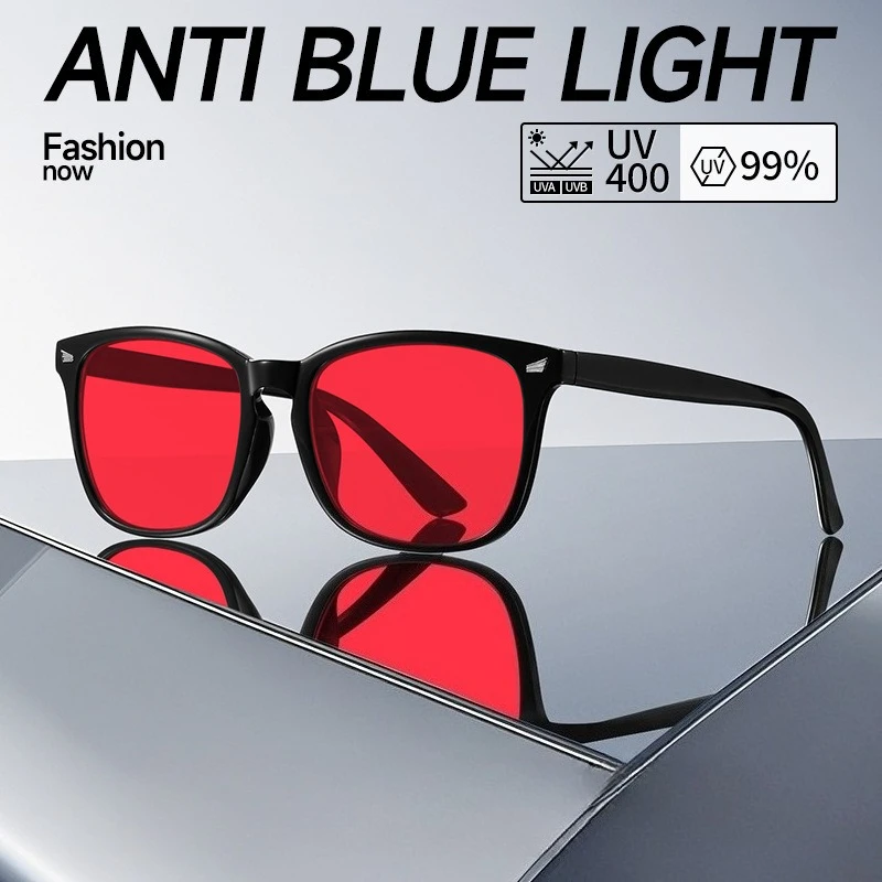 Anti-Blaulicht-Brille mit rot getönten Gläsern, besserer Schlaf, rote Linse, Filterbrille für Männer und Frauen, orange-gelbe Gläser