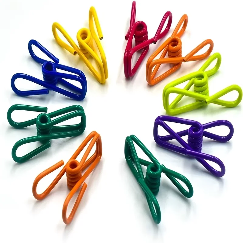 10 Stück langlebige Mehrzweck-Chip-Clips – robuster, PVC-beschichteter Stahl zum Verschließen von Snacks, Lebensmittelbeuteln und zur Organisation zu Hause – verschiedene Farben Image
