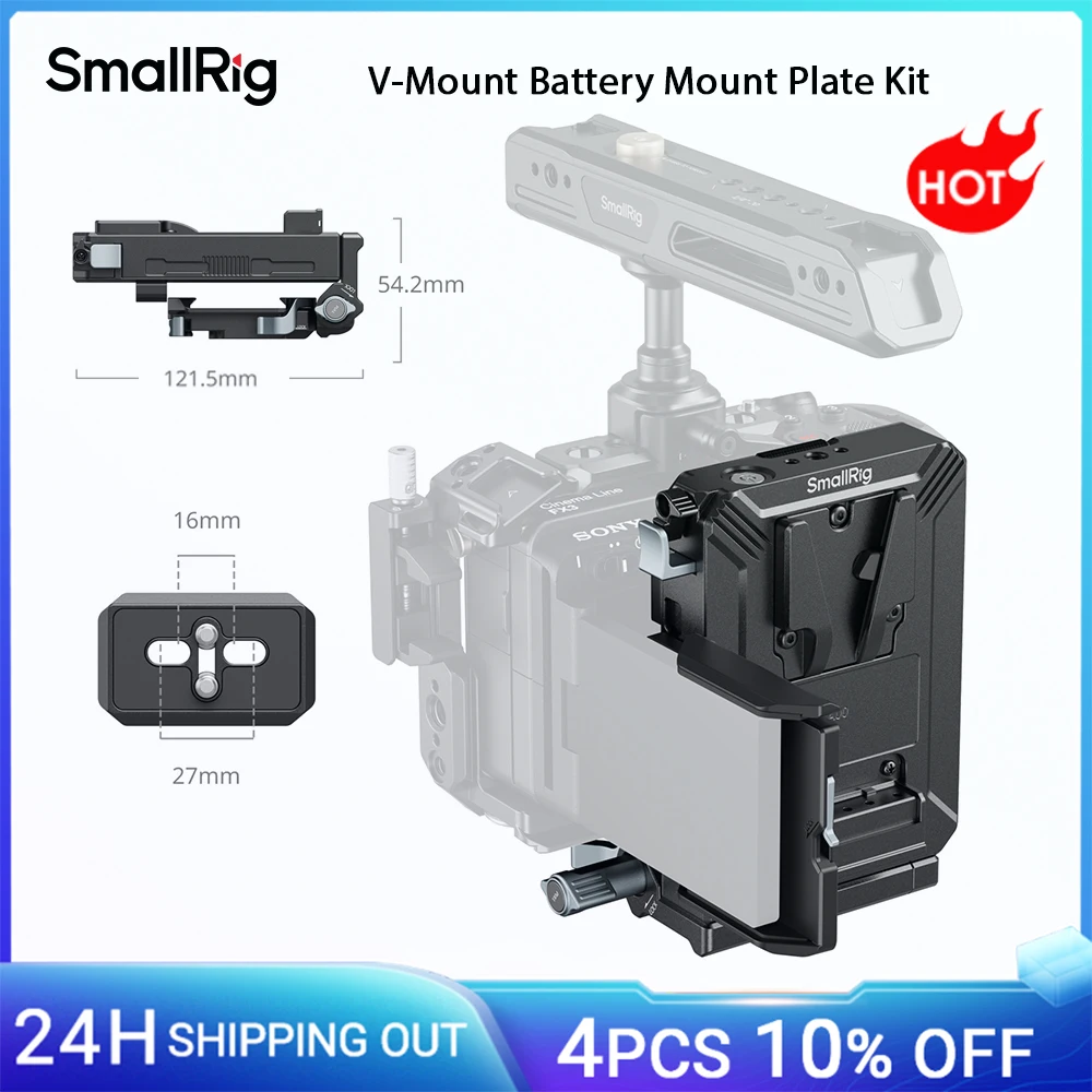 SmallRig V-Mount Akku-Montageplatten-Set für die meisten spiegellosen Flip-Screen-Kameras, für Sony für Canon mit Arca-Swiss Plate -5227 Image