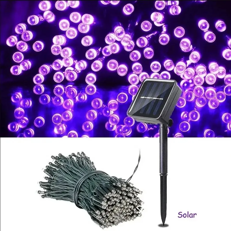 8 Farben im Freien Solar licht Garten warm/lila/RGB LED Streifen Schnur Lichterketten Solar Lampe wasserdichte Girlande Weihnachts dekor Image