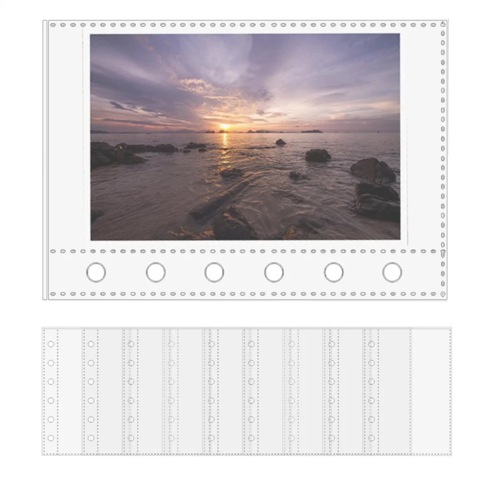 10/20 Stück A7-Format 6-Ring-Ordner Ersatz-Kartenblätter Karten-Fotoschutzhüllen Aufkleberbuch Transparente Ersatzseiten Image