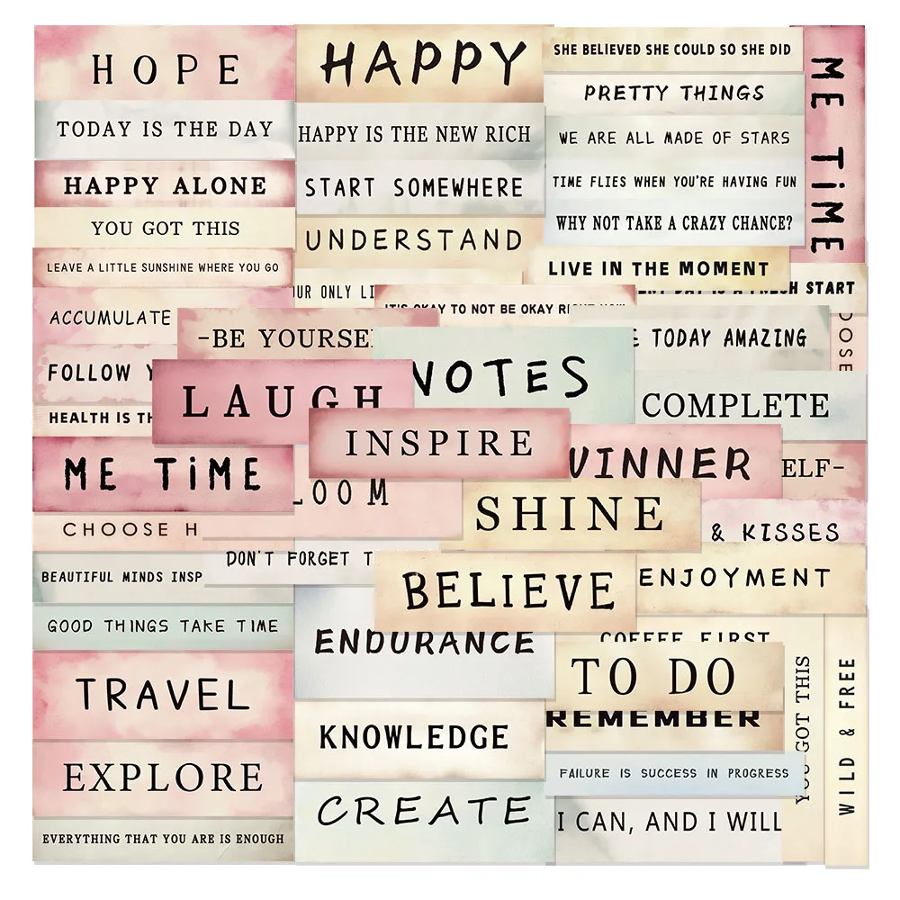 50PCS Retro Label Vokabel Graffiti PET Aufkleber Gepäck Notebook Wasser Tasse Telefon Fall Wasserdichte Aufkleber Image