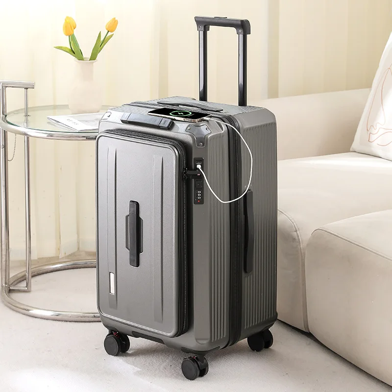 Erweiterbares Gepäck, verdickter Trolley-Koffer mit großem Fassungsvermögen, 24-Zoll-Reisekoffer, Gepäck mit Zahlenschloss, robust und du