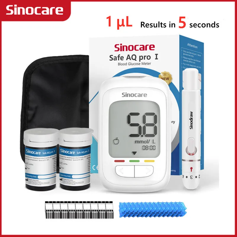 Sinocare Safe AQ Pro Ⅰ Blutzuckermessgerät Glucometer Kit Diabetes Tester Medizinisches Blutzuckermessgerät oder Teststreifen Lanzetten