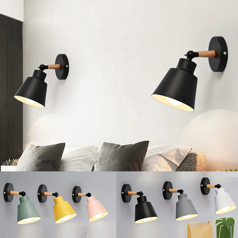 Nordische Massivholz Schlafzimmer Wandleuchte Moderne Minimalistische Macaron LED-Wandleuchte Kreative Wohnzimmer Flur Nachttisch Wandlampe