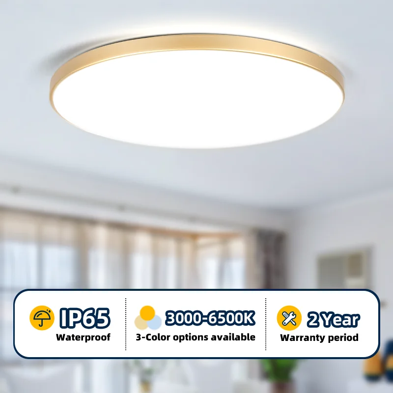 Wasserdichte Led Badezimmer Lampe Decke Licht Led Decke 18W 30W 40W Gold Decke Lampe Runde Für Küche wohnzimmer Toilette 220V