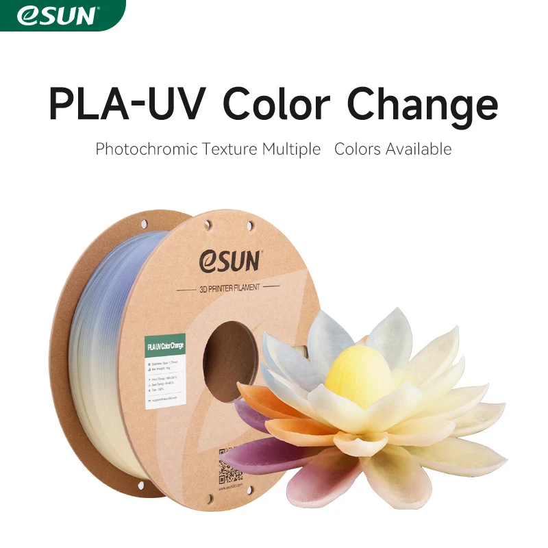 eSUN Photochrome PLA 3D-Filament 1,75 mm 1 kg UV-Farbwechsel 3D-Drucker-Filament für Bambu Lab Schnelles Drucken UV Photochrome PLA Image