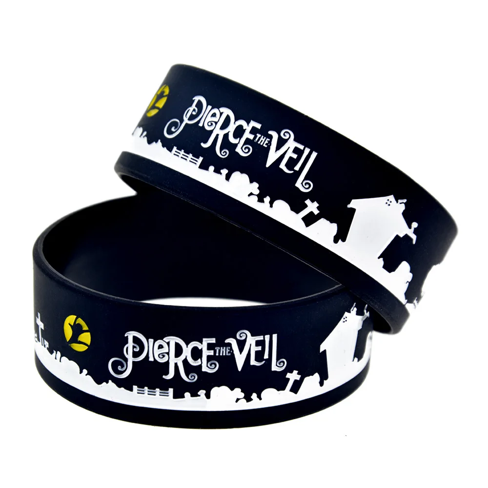 1 PC Pierce The Veil Silikonarmband 2,5 cm breiter Armreif Herren- und Damenarmbänder für Musikkonzerte Image