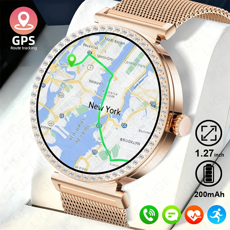 Neue Luxus Diamant Smart Uhr Frauen Bluetooth Anruf Smartwatch Herzfrequenz Gesundheit Monitor Smartwatches Wasserdichte Armband Damen Image