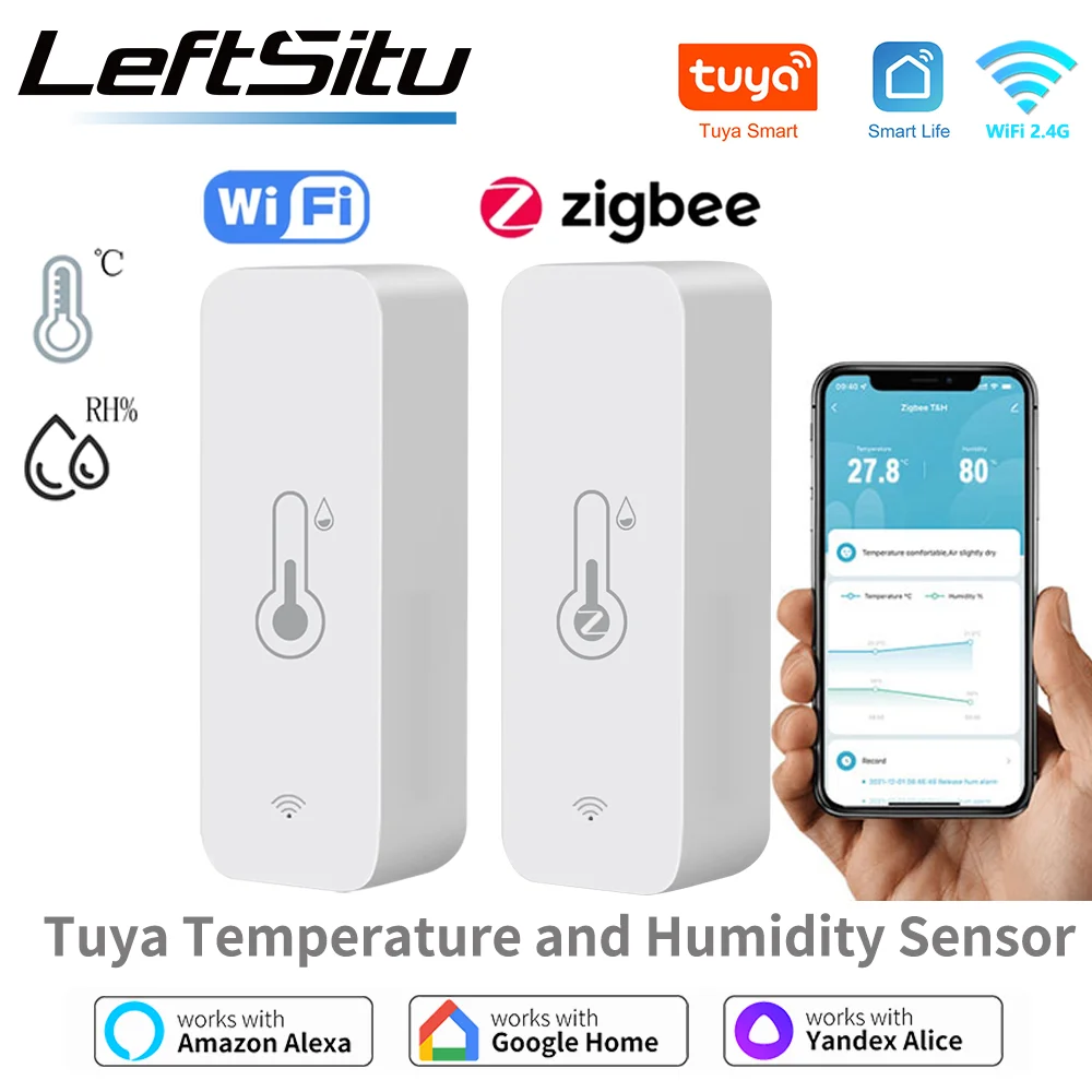 Tuya WiFi Zigbee Temperatur- und Feuchtigkeitssensor Smart Home Innenraum-Hygrometer APP Fernbedienung Kompatibel mit Yandex SmartLife Alexa Image