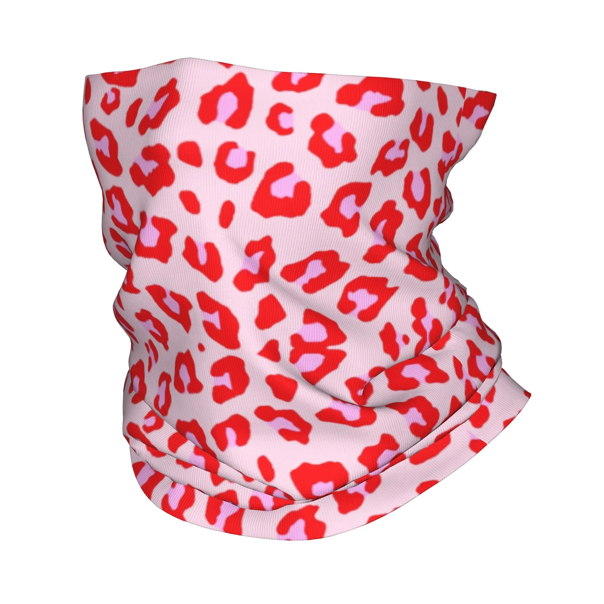 Leopardenmuster Rot und Rosa Winter Stirnband Halswärmer Männer Frauen Ski Jagd Schlauchschal Tierfell Haut Gesicht Bandana Gamasche Image
