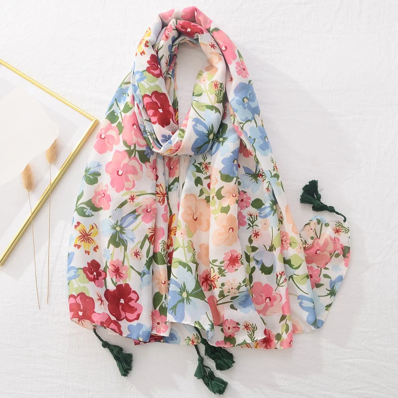 Floral Marke Schal Luxus Designer Neue Stil Frauen Elegante Schals Umarmung Schals Rosa Lila Schal Bandana Mode Design Schals