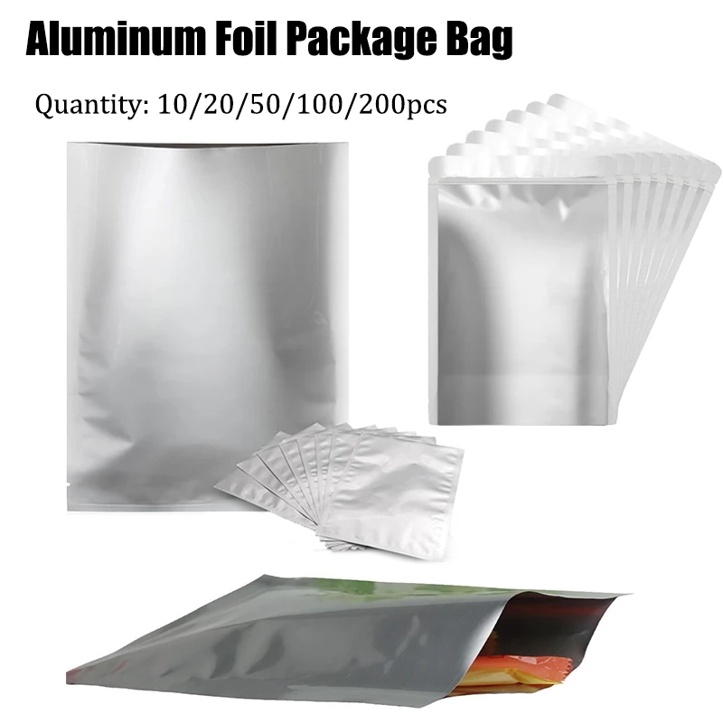 10/20/50/100/200 Stück Silber-Paketbeutel, Kaffee- und Zuckerbeutel, offene Oberteile, Heißsiegel-Vakuum-Mylar-Folienbeutel zur Aufbewahrung von Gewürzpulver Image