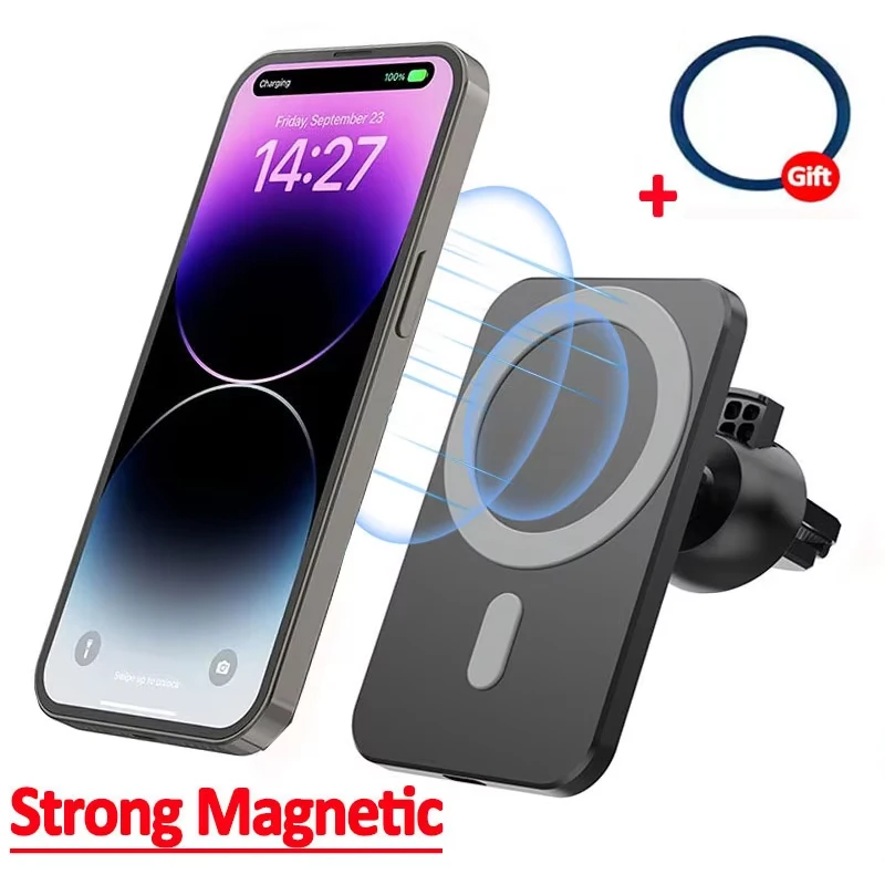 Magnetisches kabelloses Autoladegerät für MagSafe iPhone 17 16 15 14 13 Pro Max Xiaomi Samsung Xiaomi Lüftungsclip-Handyhalterung Image