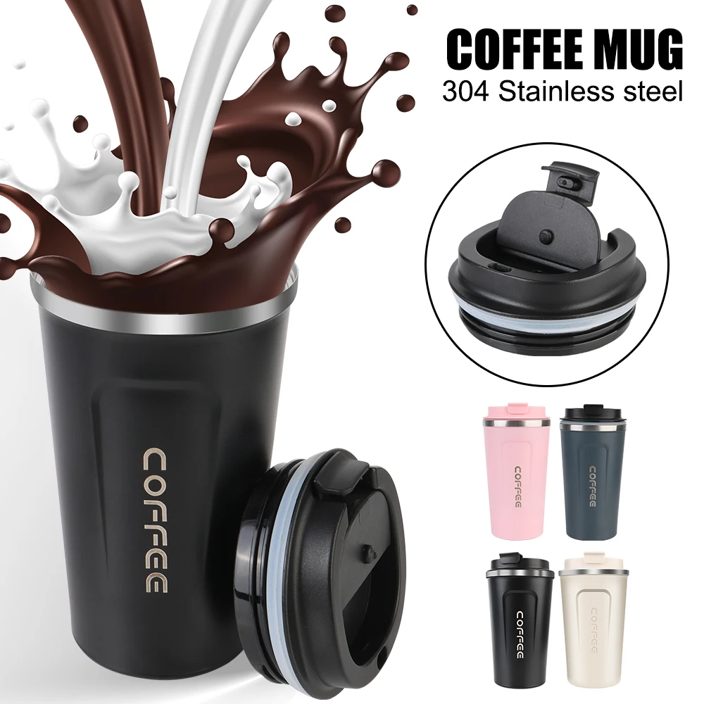 Thermo Cafe Auto-Thermosbecher für Tee, Wasser, Kaffee, auslaufsicher, Reise-Thermobecher, Kaffeebecher, 380/510 ml, doppelter Edelstahl Image