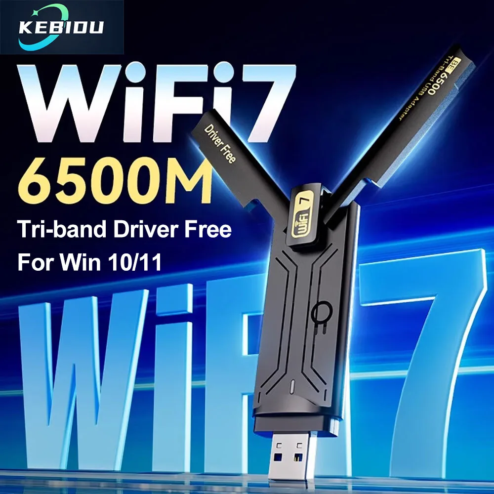 WiFi 7 USB WiFi Adapter BE6500 6500 Mbit/s USB 3.0 802.11BE WiFi Dongle Tri-Band 2,4 G/5 G/6 GHz Netzwerkkarte für Win10/11 Treiber kostenlos Image