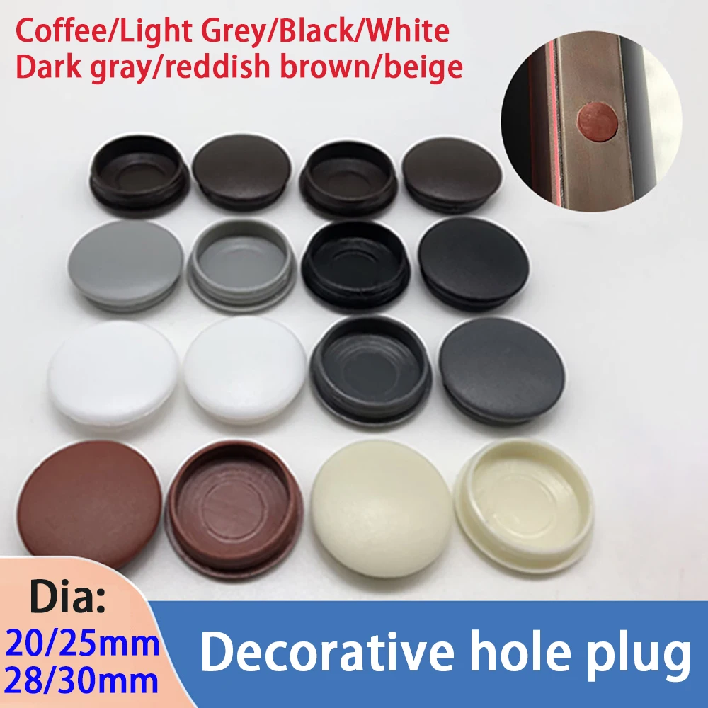 Durchgangsloch-Abdeckung aus PE-Kunststoff, Ø 20/25/25,5/28/30 mm, schwarz, braun, kaffeebraun, grau, für Möbel, diebstahlsichere Türdichtungsabdeckung Image