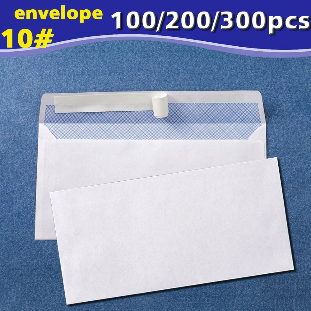 100200/300pcs fenster loser weißer Umschlag 10 # sicherer Geschäfts umschlag kann einen selbst dichten den Umschlag der a4-Papierrechnungsrechnung aufnehmen Image