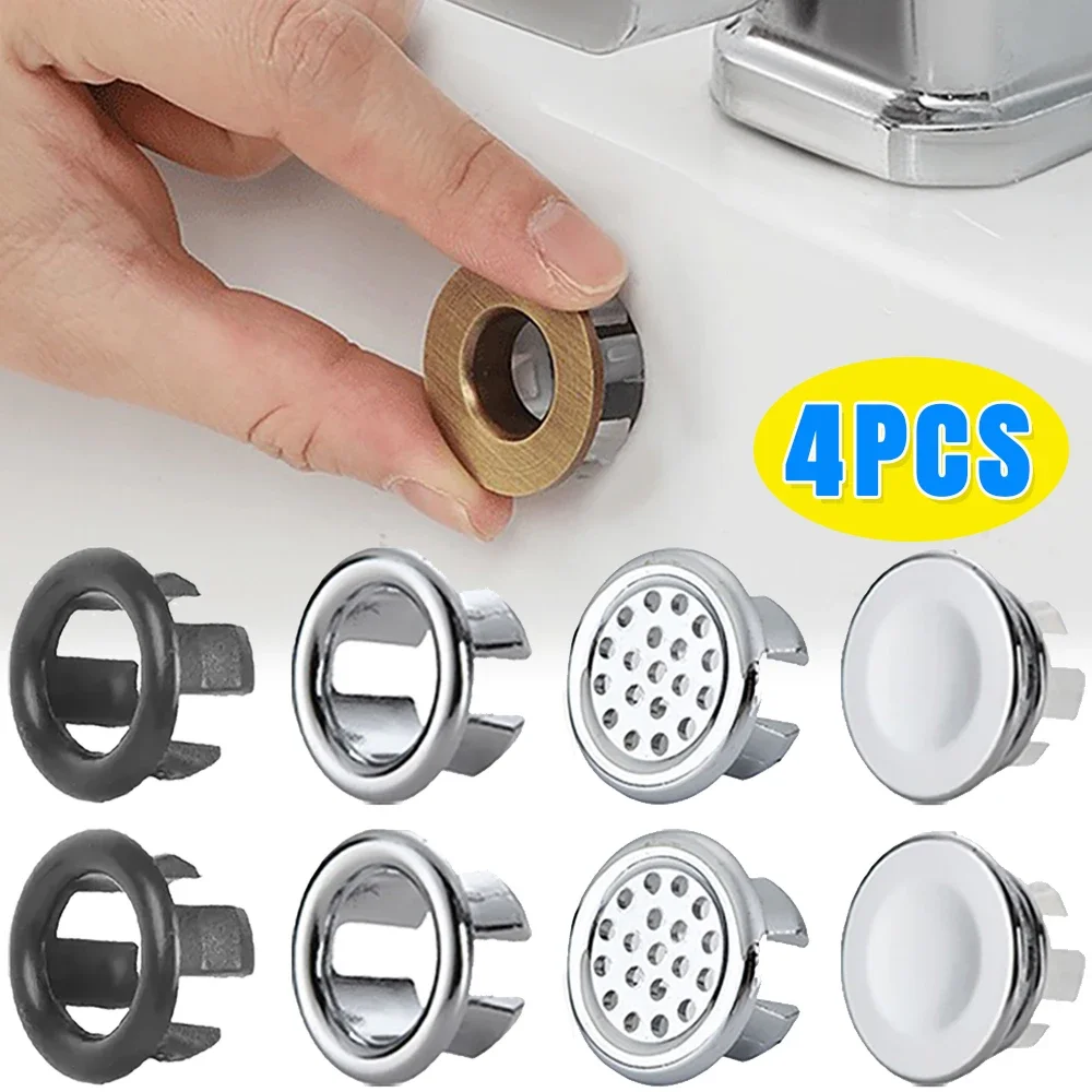 4/1Pcs Waschbecken Überlauf Ring Abdeckung Ersatz Bad Becken Trim Bad Runde Kunststoff Waschbecken Überlauf Loch Abdeckungen Küche zubehör