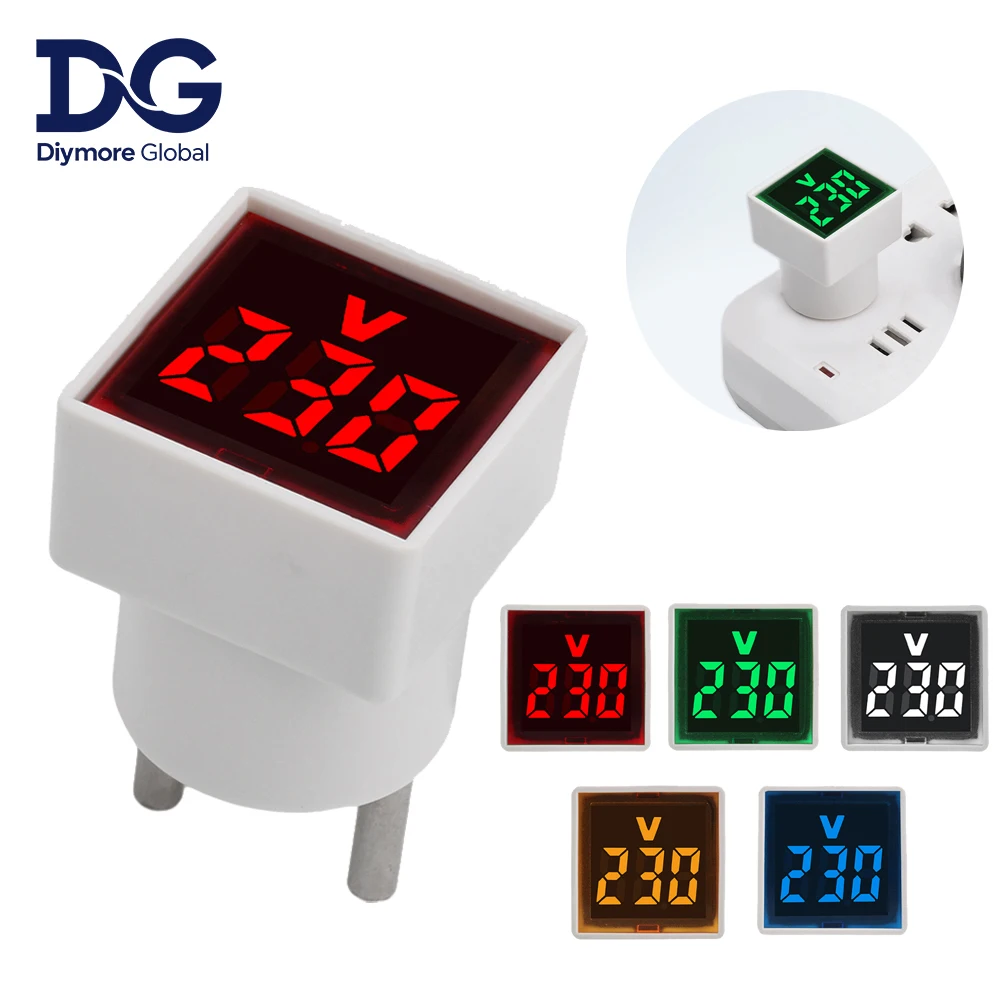 1pc Platz Voltmeter Digital Spannung Tester Monitor EU Stecker Led-anzeige Voltmeter Anzeige Licht Elektrische Instrumente Image