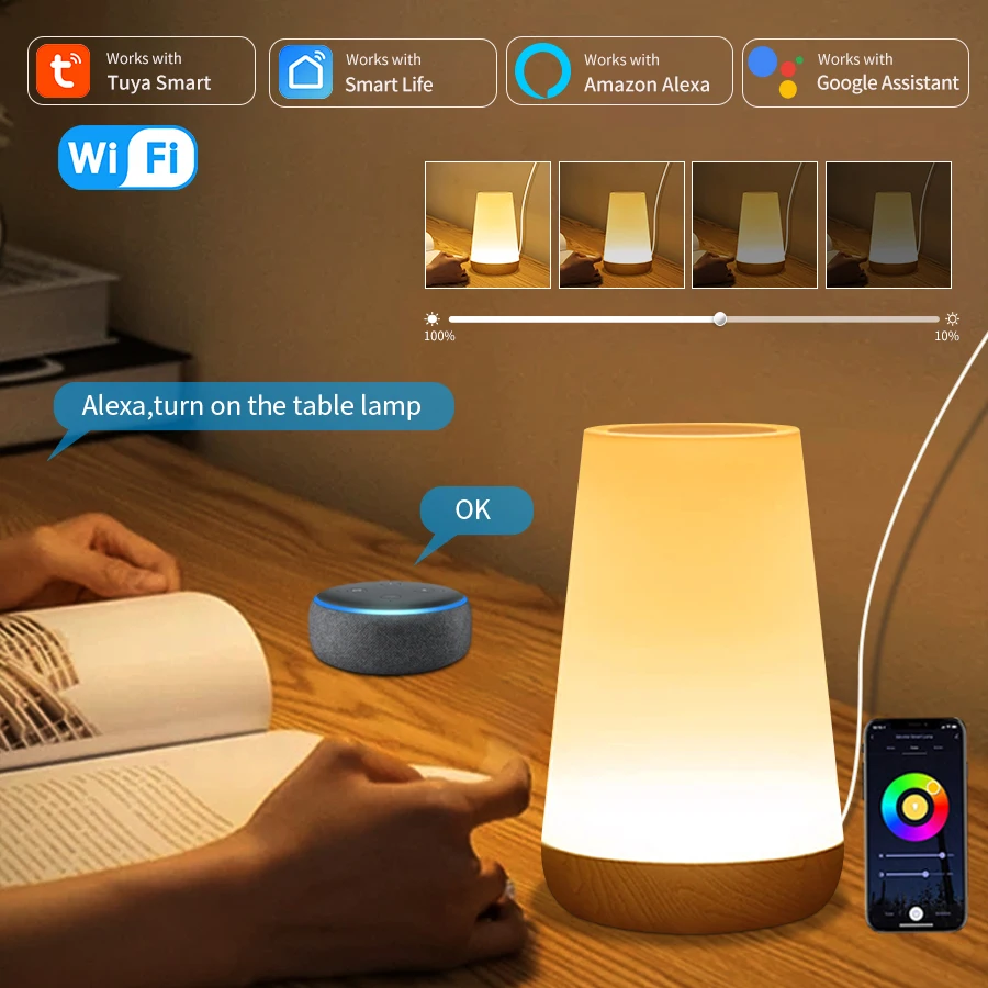 Tuya Wifi Smart Tisch lampe dimmbare App Sprach steuerung Schreibtisch lampe RGB Touch Lampen Schlafzimmer Nachtlicht Arbeit mit Alexa Google Home
