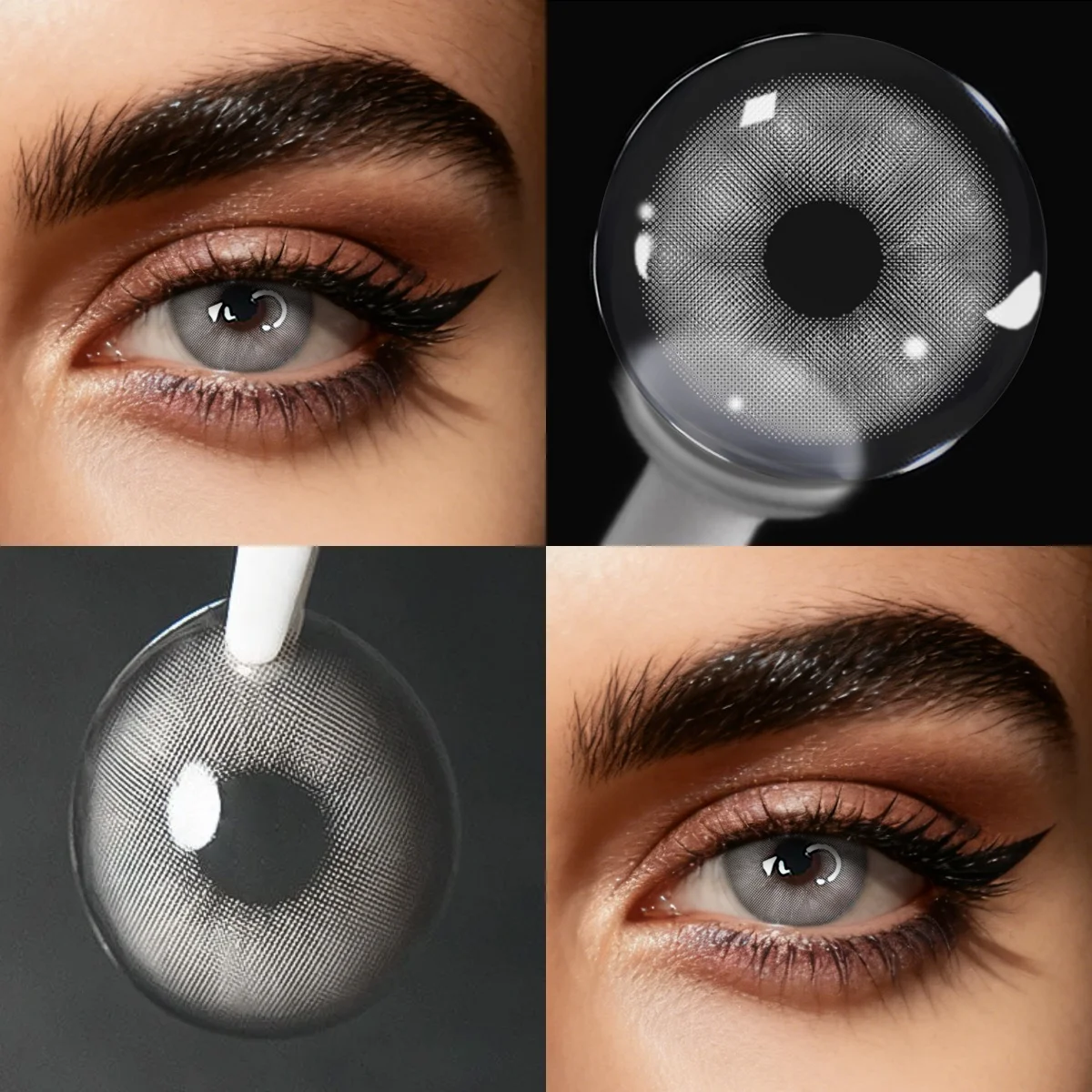 VISUASHOW Hidrocor Graue farbige Kontaktlinsen, 14,2 mm, kleine Pupille, natürliche kosmetische Kontaktlinsen für das tägliche Augen-Schönheits-Make-up Image