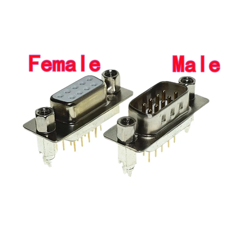 5PCS DP9 Männlich/Weiblich Header 9P Weiß Band Fisch Gabel Niet Muttern DB9 Gerade Stecker Vergoldet PCB Buchse für RS232 Gerade Pin Image