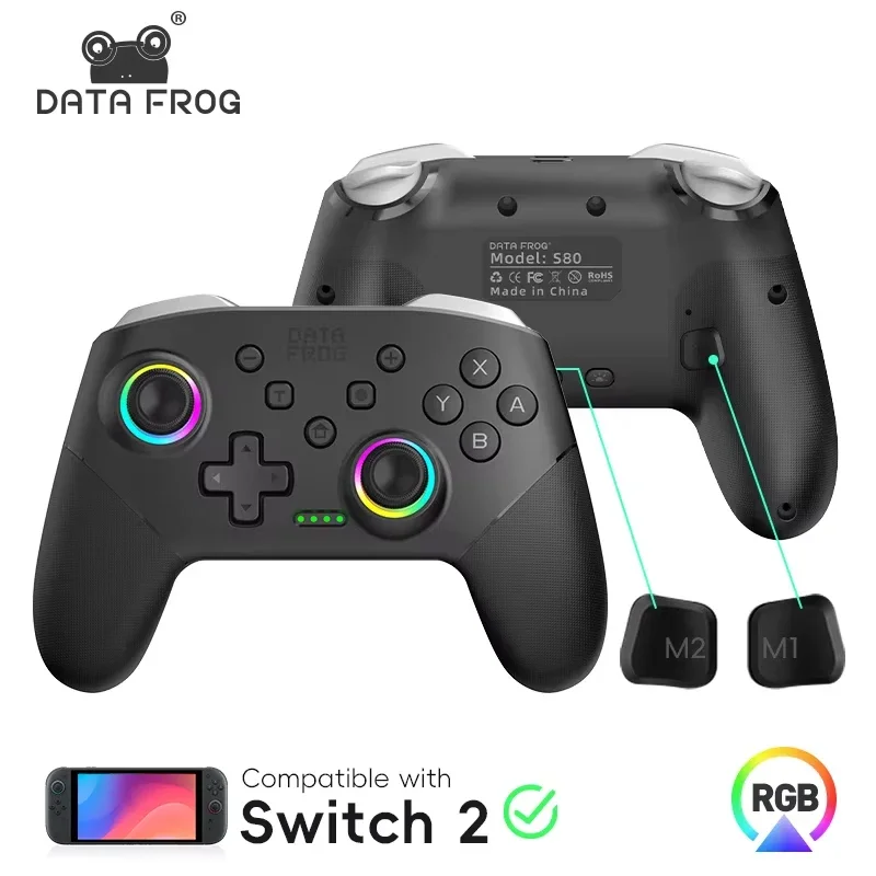 DATA FROG Kabelloser Spielcontroller für Switch / OLED / Lite / Switch 2 Konsole Programmierbarer Joystick Gamepad für PC Image