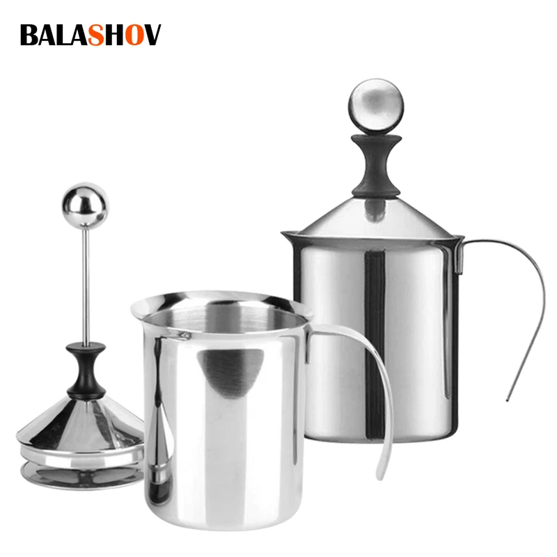 Milchaufschäumer Edelstahl Doppel Mesh Milch Creamer Milch Schaum Für Kaffee Milch Schneebesen Küche Werkzeug Kaffee Mixer Edelstahl-düse 400ML