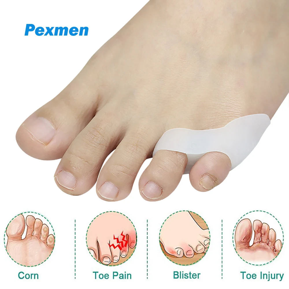 Pexmen 2/4/10 Stück Gel Pinky Toe Separator Little Toe Corrector Protector Reduziert Foo t Schmerzlinderung für Hornhaut, Hühneraugen und Blasen Image
