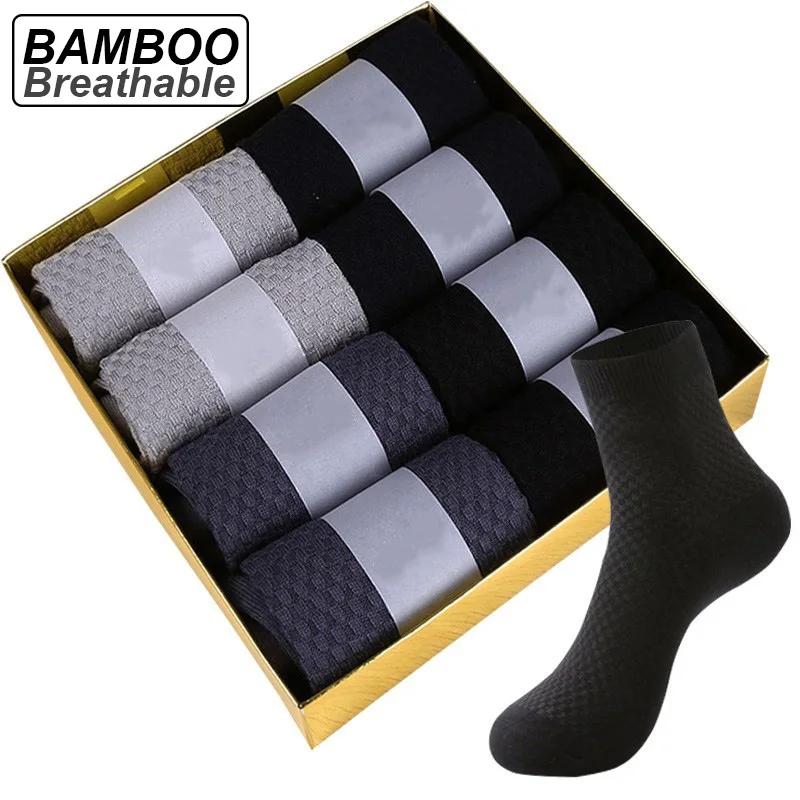 ZTOET Marke männer Bambus Faser Socken Neue Schwarz Business Atmungsaktive Deodorant Kompression Socken Männer Lange Socken Große Größe EU38-48 Image