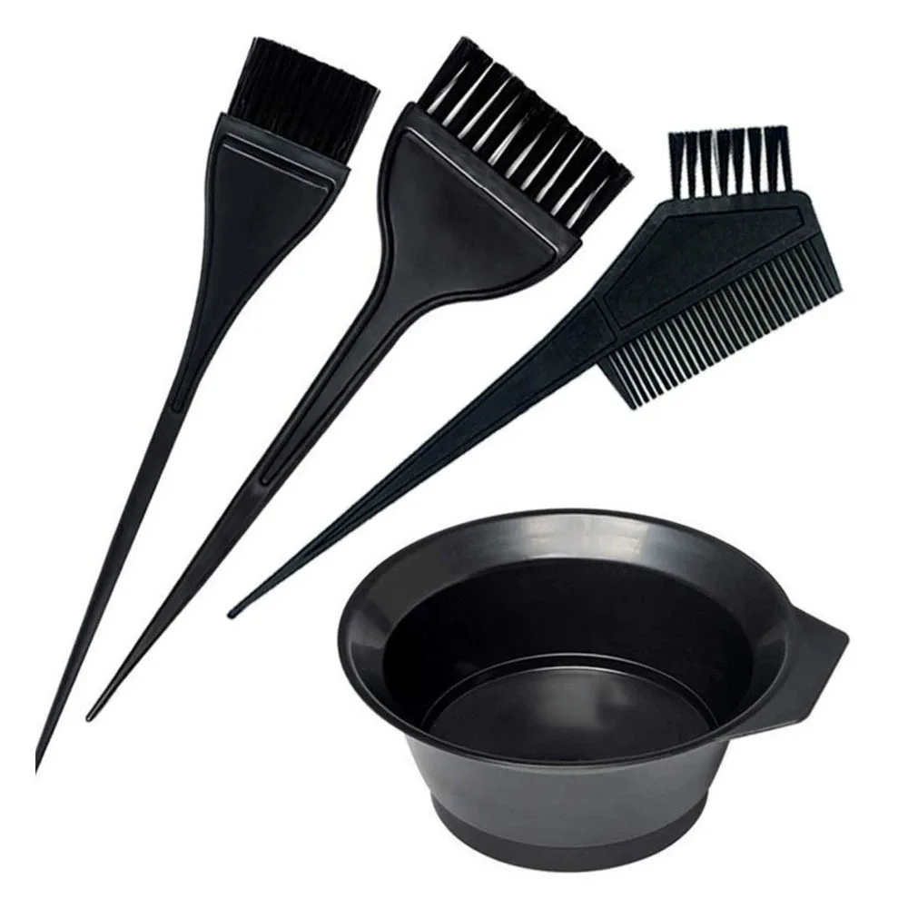 4Pcs Hause Salon Haar Färben Pinsel Set Haar Färben Creme Schüssel Färbung Pinsel Kamm Kits Haar Tönung Applikator Barber Styling werkzeuge Image