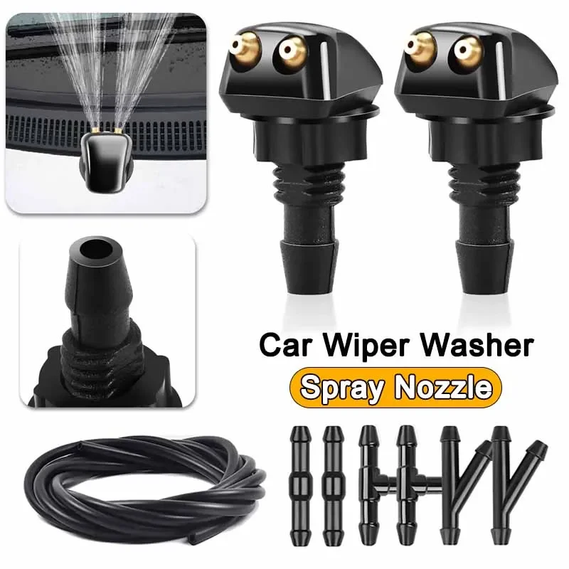Auto-Scheibenwischer-Waschmaschine, Sprühdüse, passend für die meisten Automodelle, Auto-Doppellöcher, Scheibenwaschdüse, Wischer, Wassersprühdüse