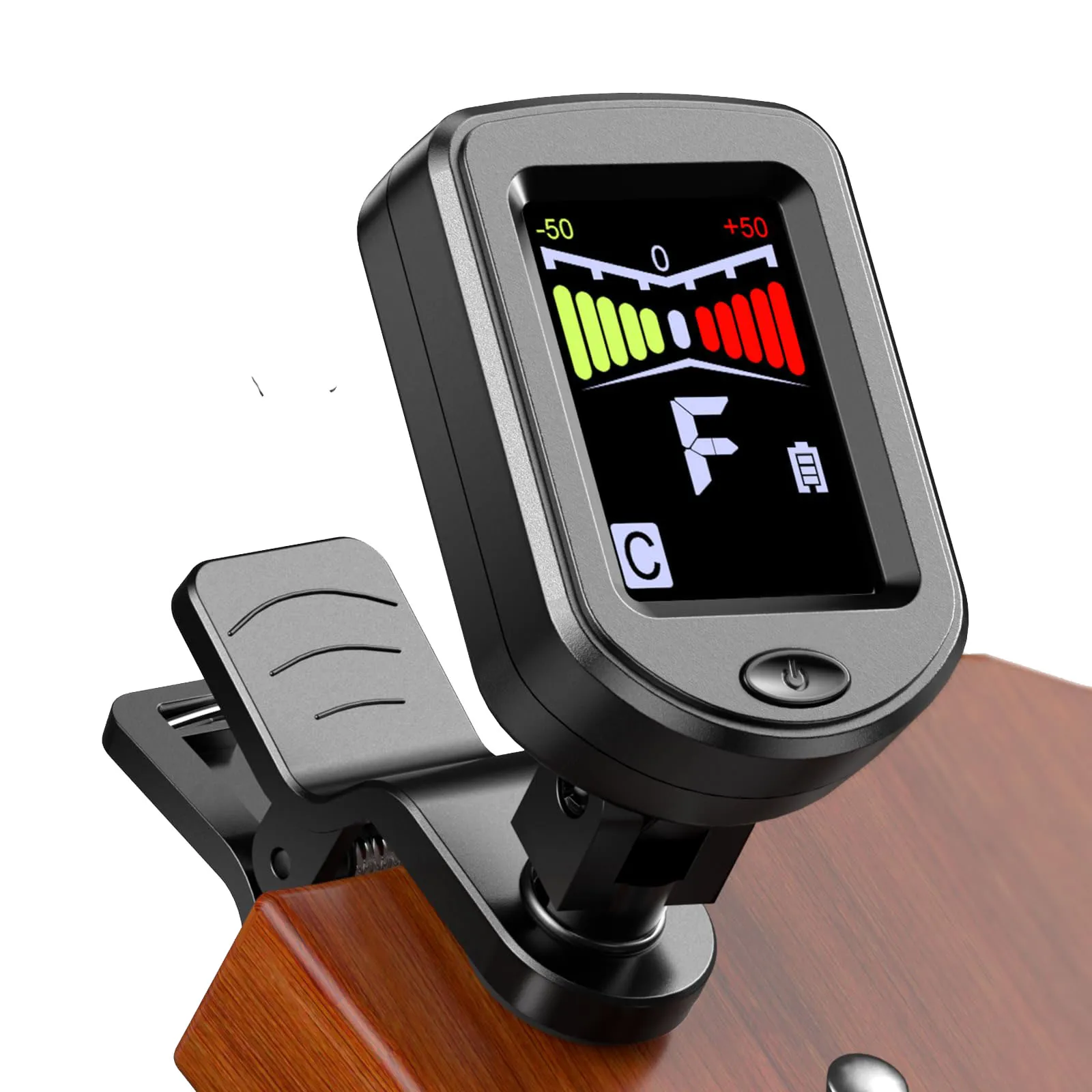 Gitarren-Stimmgerät zum Aufstecken mit normalem/Farbbildschirm 360° ° Drehbares chromatisches Stimmgerät für Gitarre, Bass, Ukulele, Violine Image
