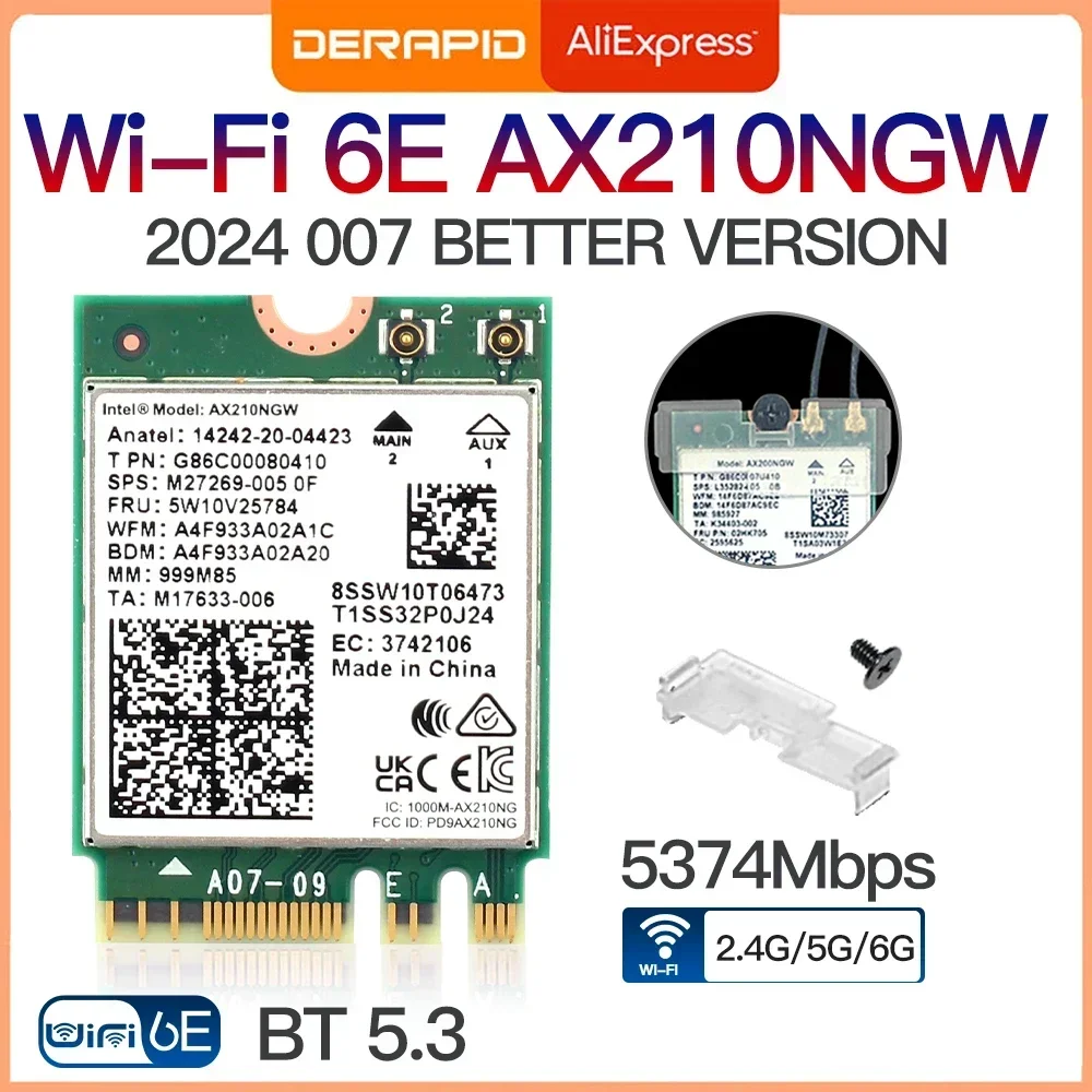 Dual Band AX210 Bluetooth 5.3 Wireless AX210NGW 2,4 Gbit/s 802.11AX Wireless Wi-Fi 6 AX200 Für Intel AX210NGW M.2 WiFi Karte Image