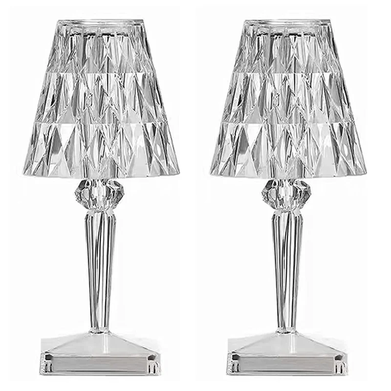 A71Z 2X 16 Farben Diamant Tischlampe Kristall LED Bar Tischlampe Wiederaufladbare Touch Sensor Dimmen Nachttischlampen