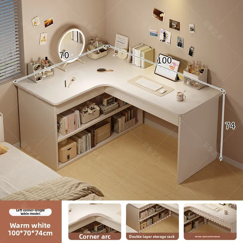 Stabiler Computertisch, Schreibtisch für Zuhause, Schlafzimmer, Bücherregal, integriert, für Schüler zum Schreibenlernen, Eck-Multifunktions-Bürotisch