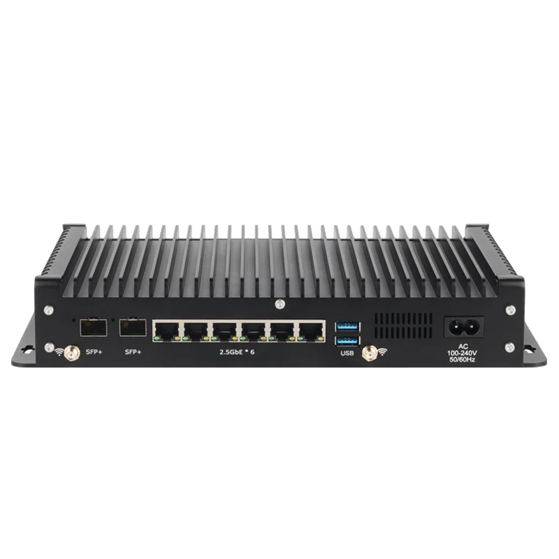 Industrieller lüfterloser Mini-PC Intel Core i5-1235U 6x 2.5G Ethernet 2x 10G SFP+ WLAN 4G 5G LTE 2x DDR5 2x M.2 SSD Windows Linux Image
