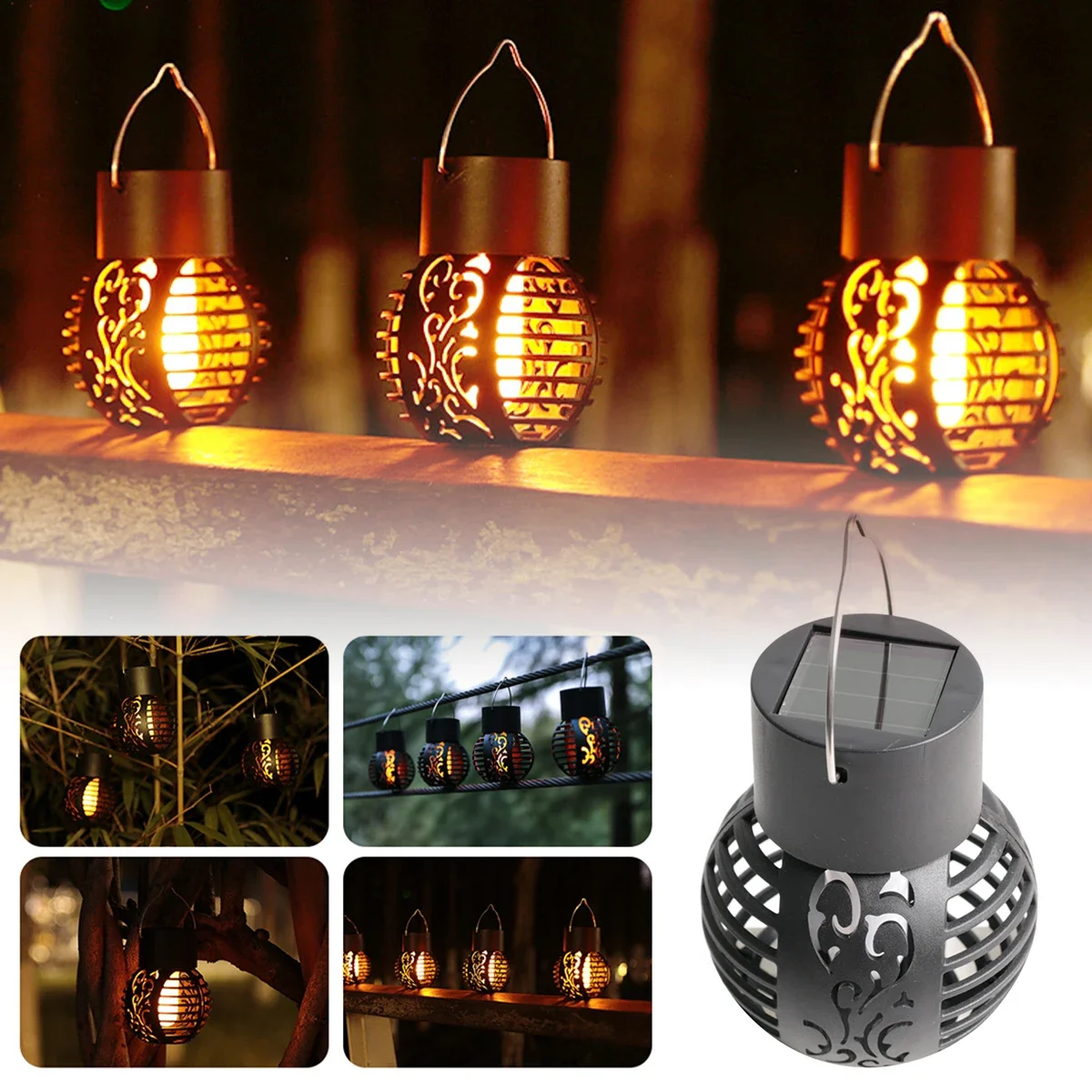 Outdoor-Solar leuchten Retro Laterne Laterne Lichter hängende Flamme Lampe Landschaft Beleuchtung Stehle uchten Scheinwerfer Hausgarten Dekor