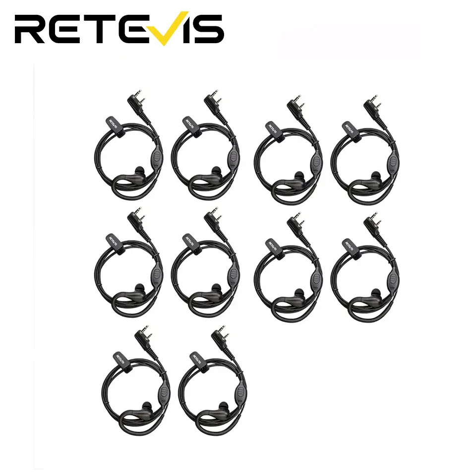 Retevis 10 stücke 2Pin Ohrbügel Hörer Walkie Talkie Kopfhörer Für Retevis RB618 H777 RT622 Zwei Weg Radio Für Kenwood/Baofeng Image