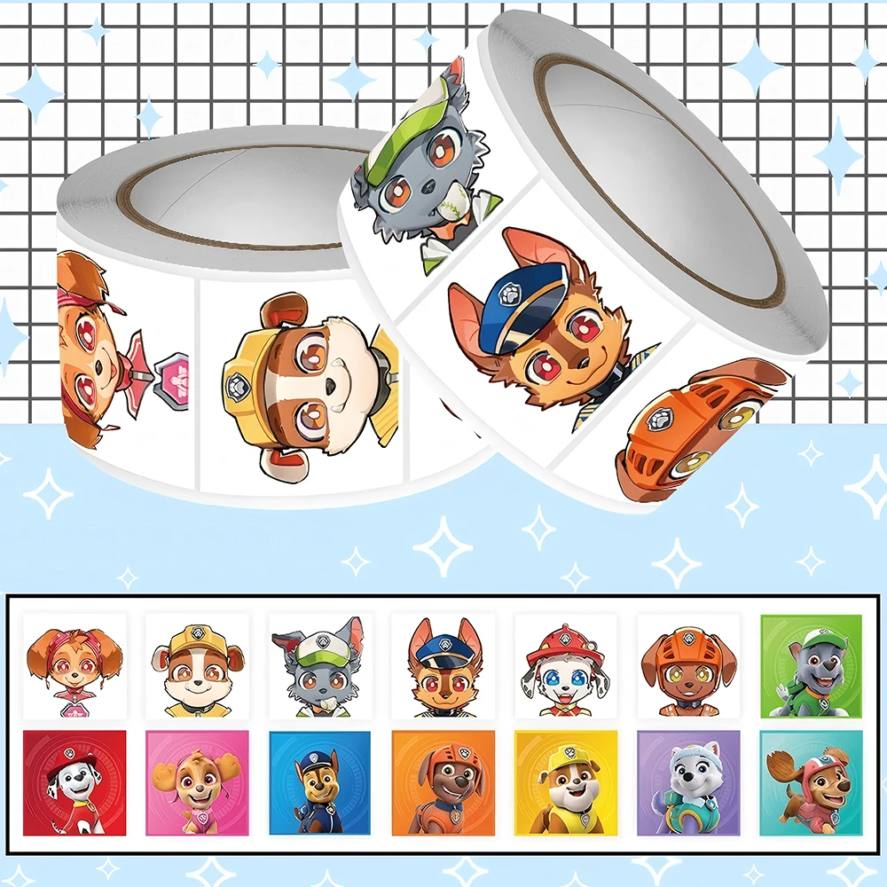 500 Stück niedliche Cartoon PAW Patrol Siegelaufkleber, niedliche Graffiti-Briefpapier-Aufkleber, Fahrrad- und Schulbedarf, Lehrer-Belohnungsaufkleber, Spielzeug, Geschenke Image